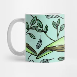 Painted Bunting Scroll soft Green Mug